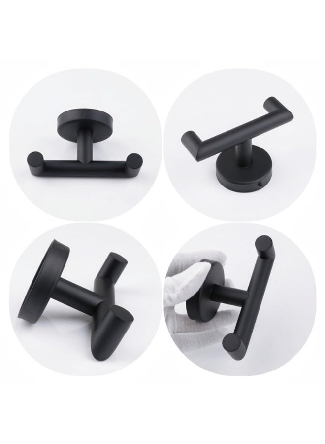 Angle Simple Double Towel Hook Matte Black, Stainless Steel Bathroom Robe Towel Holder, Hand Towel Hanger for Wall - Image 4